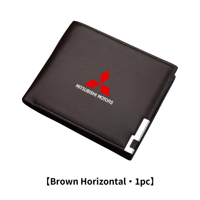 Men Leather Zipper Wallet Coin Pocket Vintage Big Capacity Male Short Money Purse For Mitsubishi Outlander Lancer Eclipse Mirage