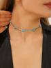 Fashionable Alloy Inlaid Turquoise Vintage Design Necklace, Bohemian Style Resort Personalized Short Choker
