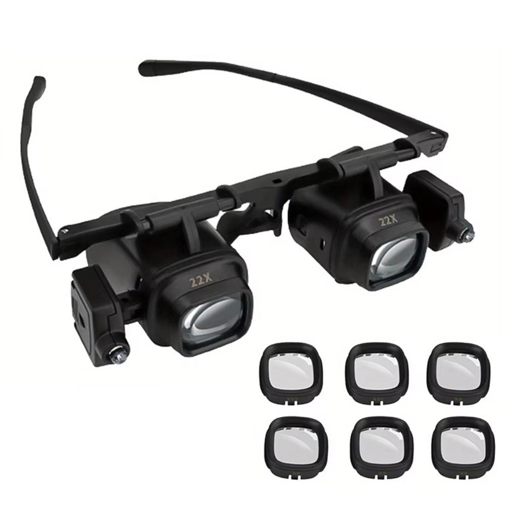 

Professional Head-mounted Magnifying Glasses Adjustable Head Mounted Jeweler Magnifier High Definition with LED Lights чорний