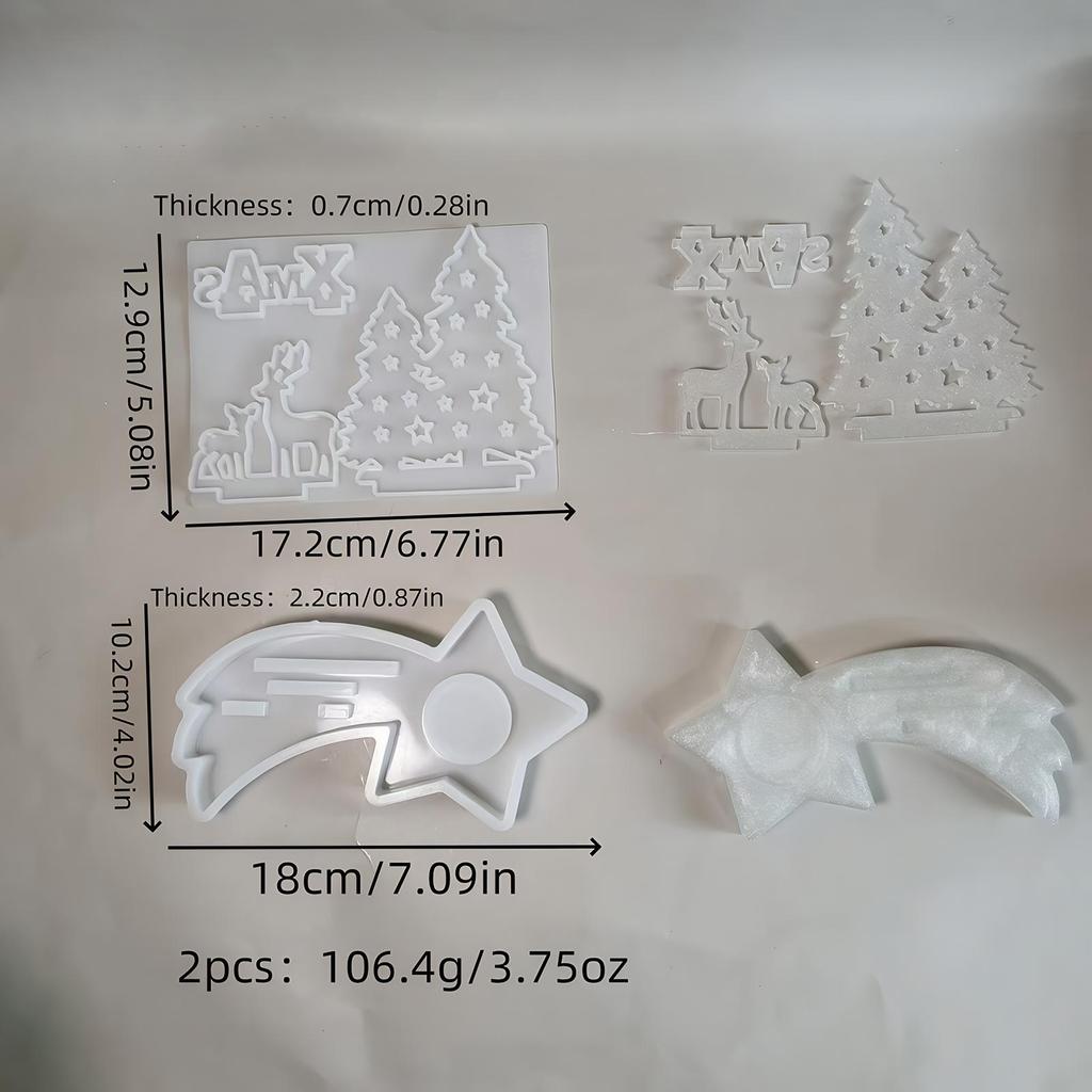 Christmas Tail Star Candlestick Mold Christmas Tree Elk Winter Scene Casting Moulds Diy Christmas Tea Light Candle Holder Mold