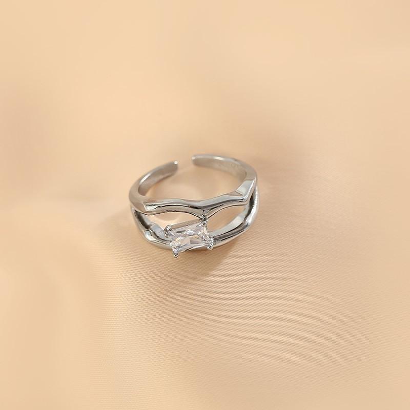 Adjustable Open Ring Women Men Geometric Zirconia Statement Vintage Boho Chic Finger