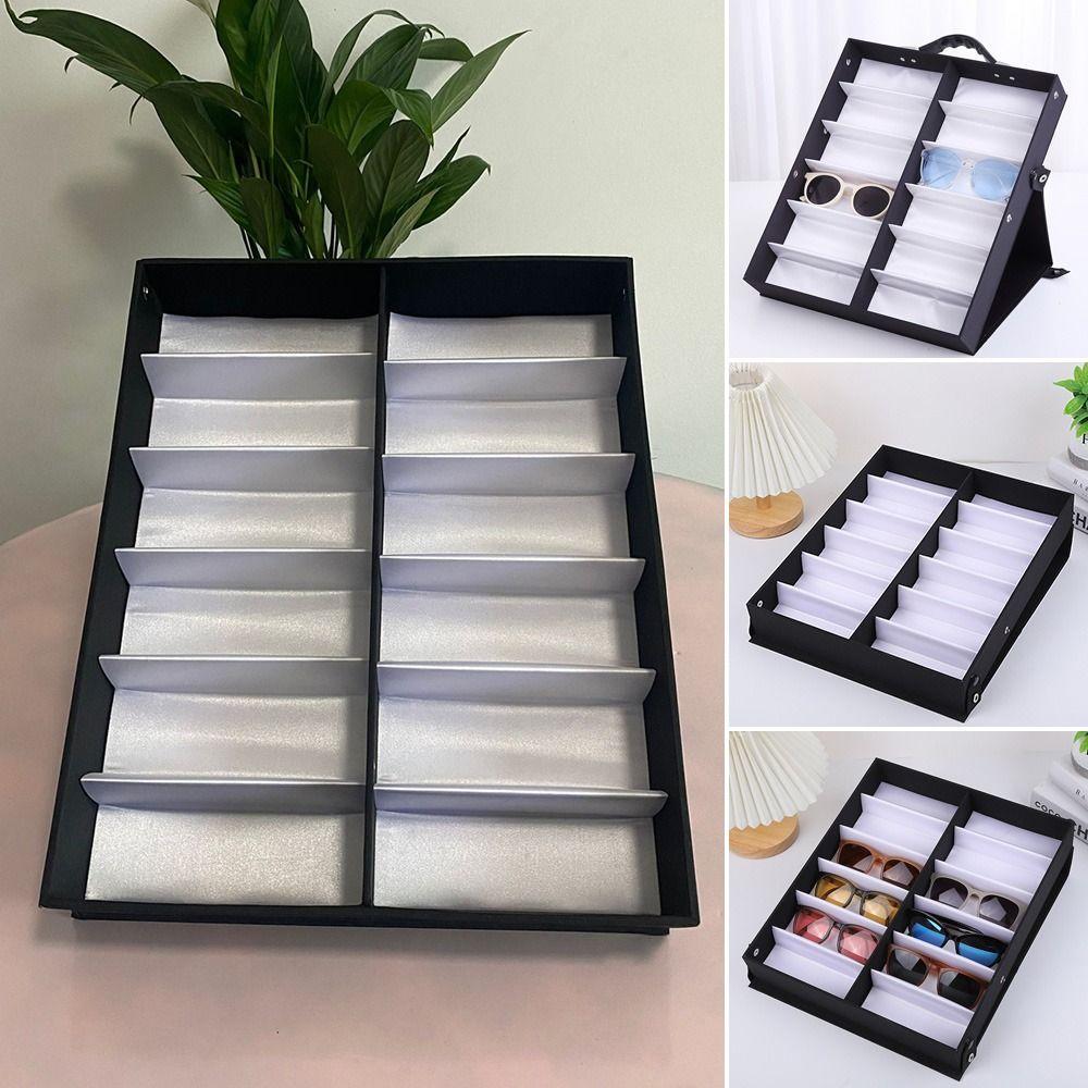 12 Slots Glasses Tray Sunglasses Display Case Eyeglass Organizer Box Eyewear Holder Sunglass Stand Sun Glasses Organizer