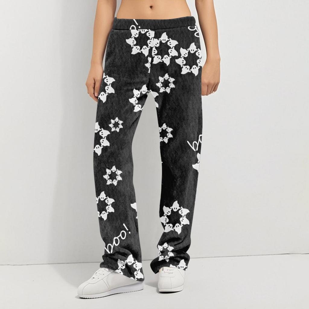 Anime Pajama Pants Sleepwear Casual Drawstring Elastic Waist Pants Comfy Straight Yoga Loose Trousers