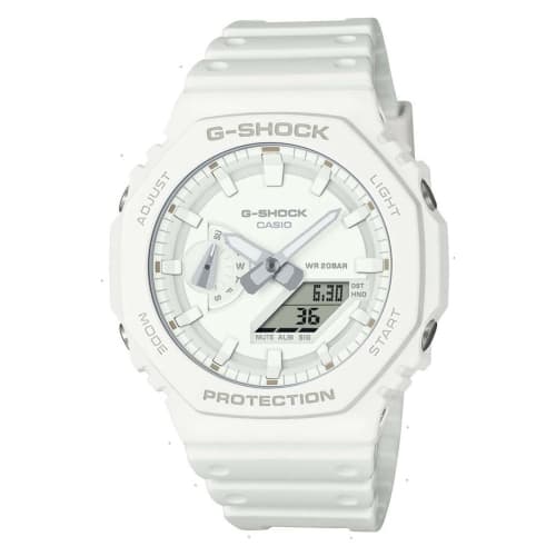 

Casio Uni Analog-Digital Quartz Watch with Plastic Strap, GA-2100-7A7ER, White.