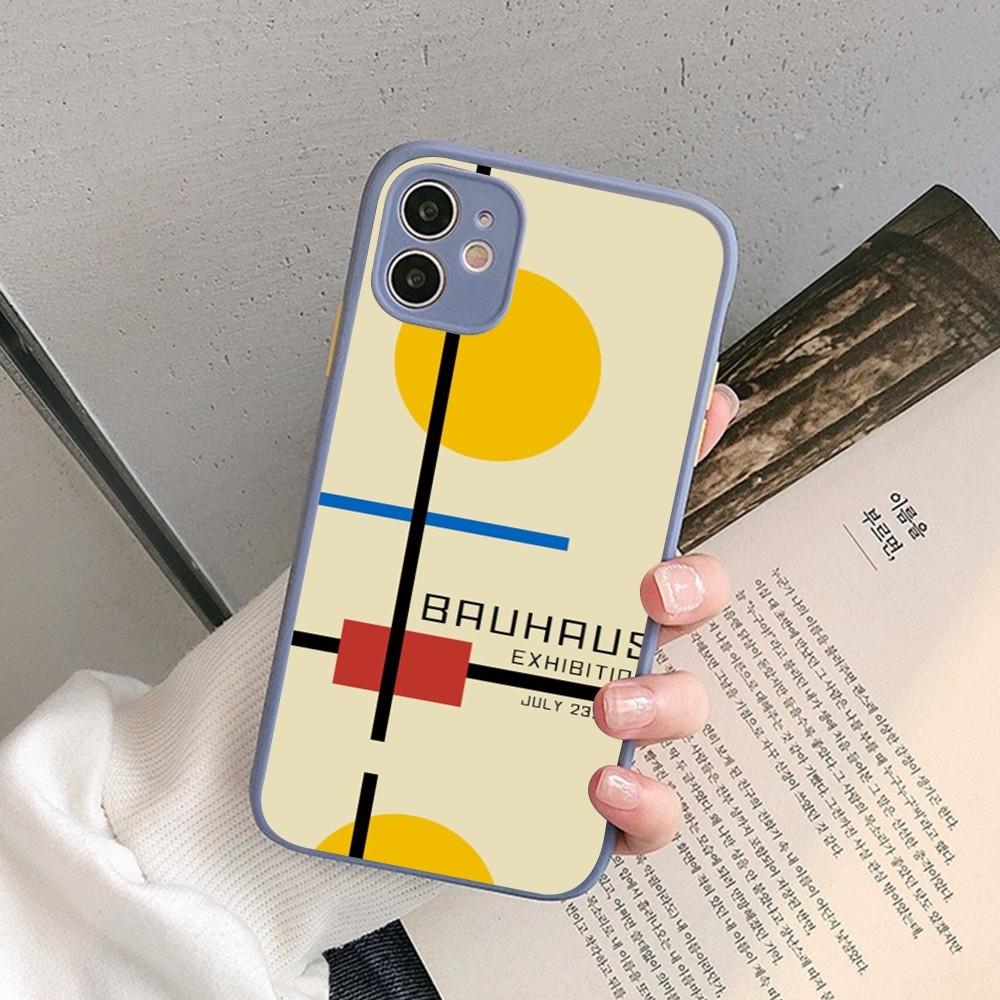Geometric Bauhaus art Phone Case for iPhone 14 11 12 13 Mini Pro Max 8 7 Plus X XR XS MAX Translucent Matte Cover