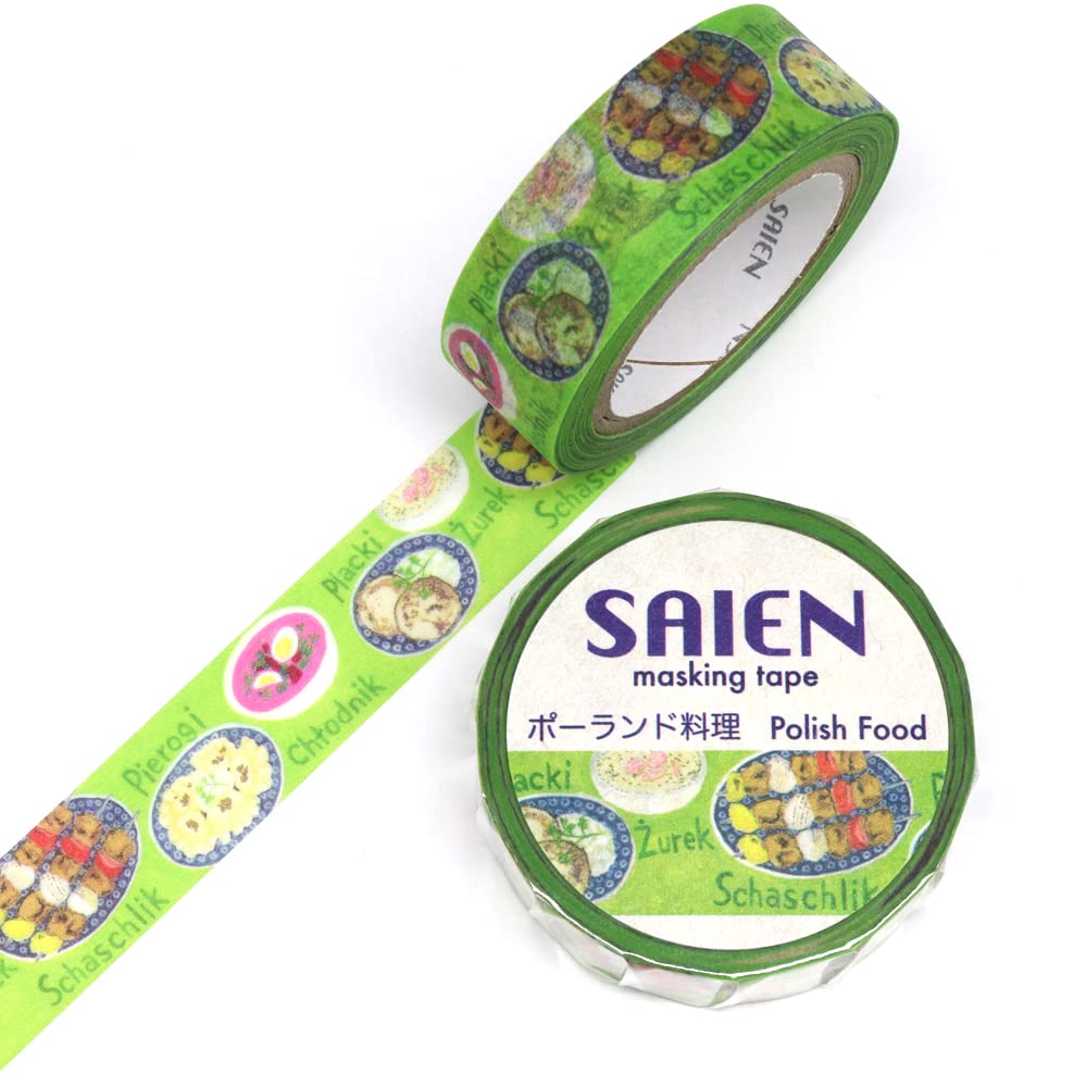 Japanese Washi Masking Tape In 15mm X 10m Polish Cuisine Made Japan SAIENTR-0178