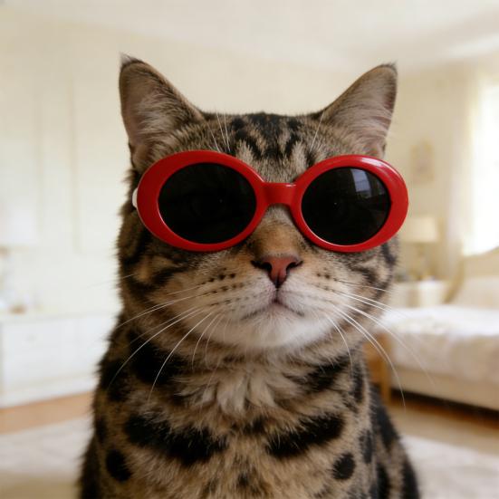 3Pcs Retro Cat Glasses Lightweight Oval Frame Pet Sunglasses Stylish Pet Shades for Cats Small Dogs Photo Prop