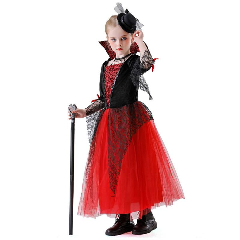 Halloween Costume Dress Girls Vampire Devil Witch Cosplay Party Outfit Stage Performance