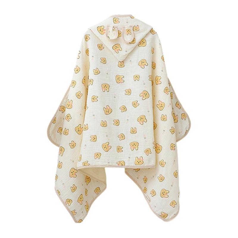 Infant Hooded Towel Gauze-Cotton Breathable Bathrobe Print Summer Sun-proof Cloak Bath Towel Gender Neutral Soft Towel