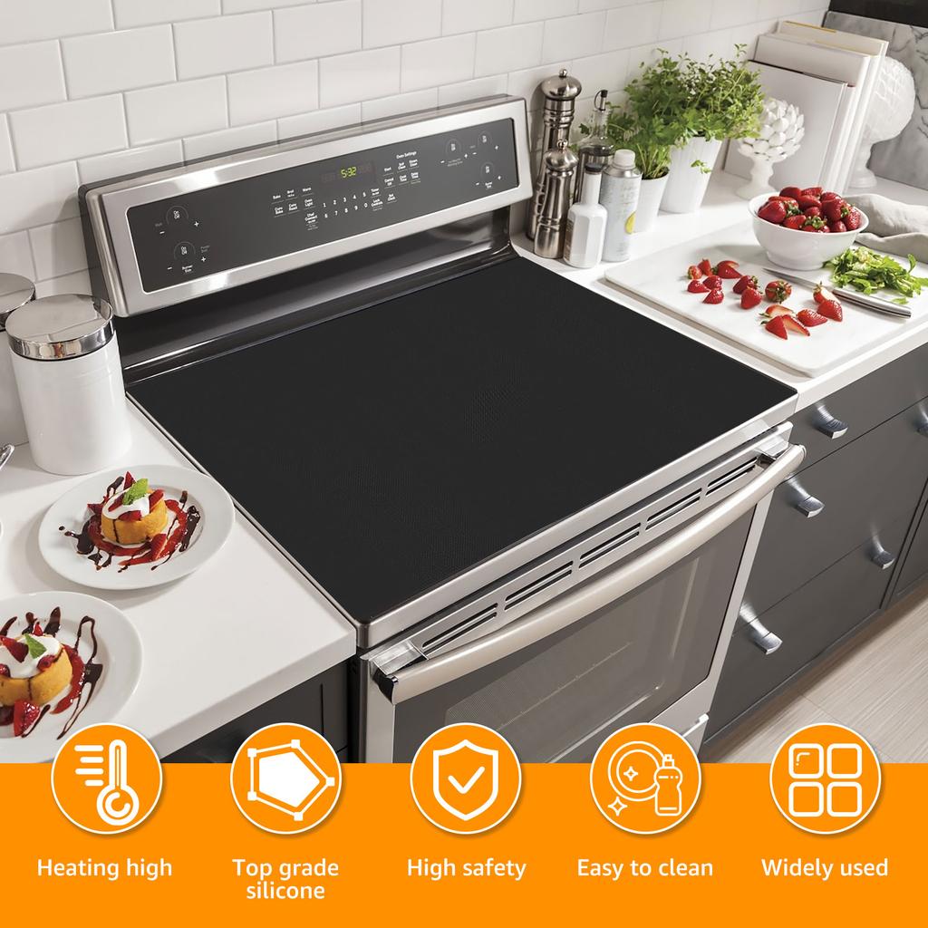 Induction Cooker Protective Pad Silicone Electric Stove Top Cover Heat-resistant Non-Slip Stove Top Protector Mat for Kitchen