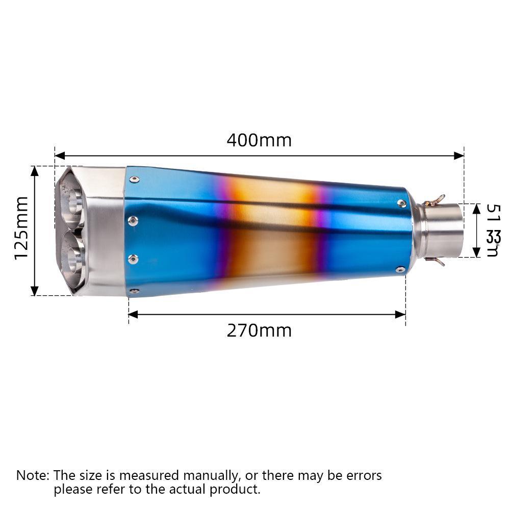 Universal Stainless Steel Dual Outlet Motorcycle Exhaust Muffler, 51mm, Easy Installation