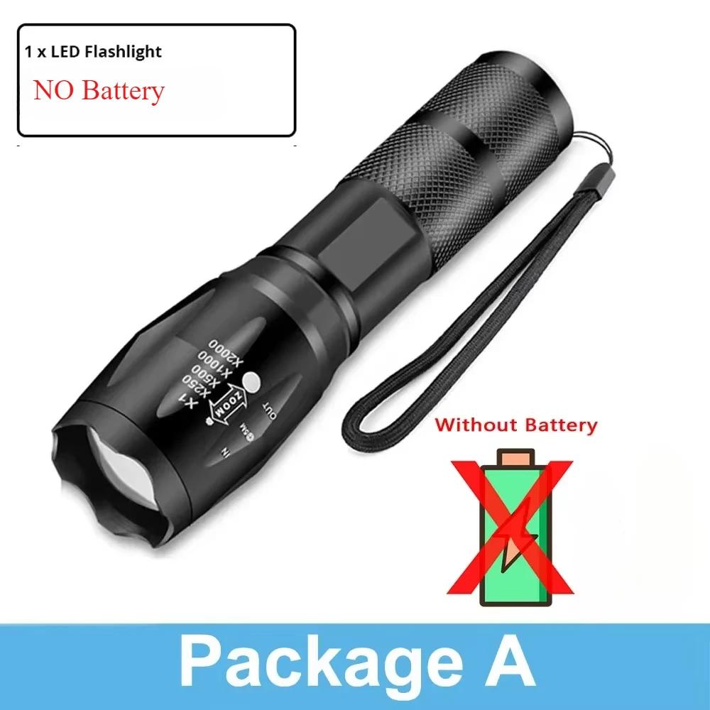 High Power T6 LED Flashlights Camping Torch 5 Light Modes Zoom Light Aluminum Alloys Waterproof Material Use 18650 Battery