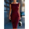 2026 Elegant Sleeveless Wrap-Fit Midi Dress With Off-Shoulder Neckline Women