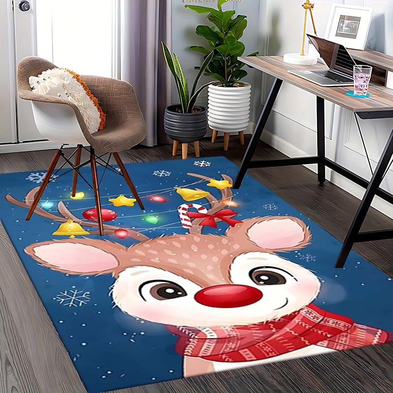 Christmas Deer Chair Mat - Anime Cartoon Design, Non-Slip Carpet for Office, Home Decor, Living Room, Bedroom, Gaming Room & Dormitory.R079