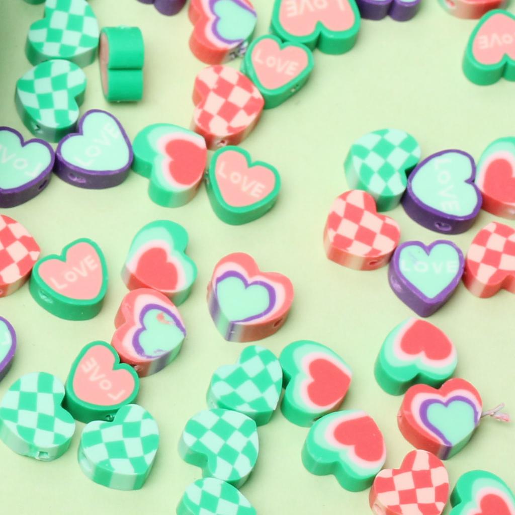 for Jewelry Making Loose Beads Creative Soft Pottery Love Mixed Beads Heart Shaped DIY Material 10pcs Decorations