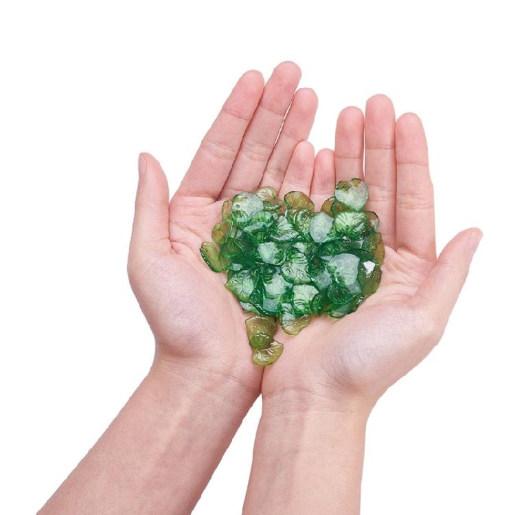 100pcs Acrylic Green Leaf Charm Pendant DIY Keychain Jewelry Making Findings