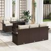 Garden Sofa Set with Cushions 6 pcs Brown Poly Rattan