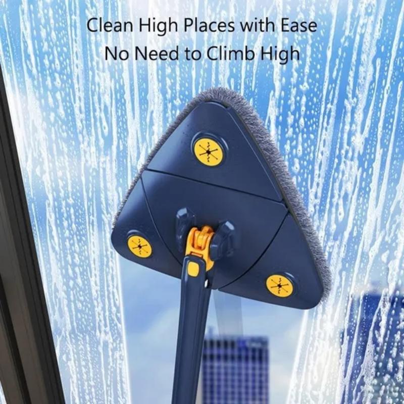 360° Rotating Triangular Mop with 10 Replacement Cloths , Adjustable,Retractable, Perfect for Home Use In Kitchen, Bathroom, Bedroom, Living Room