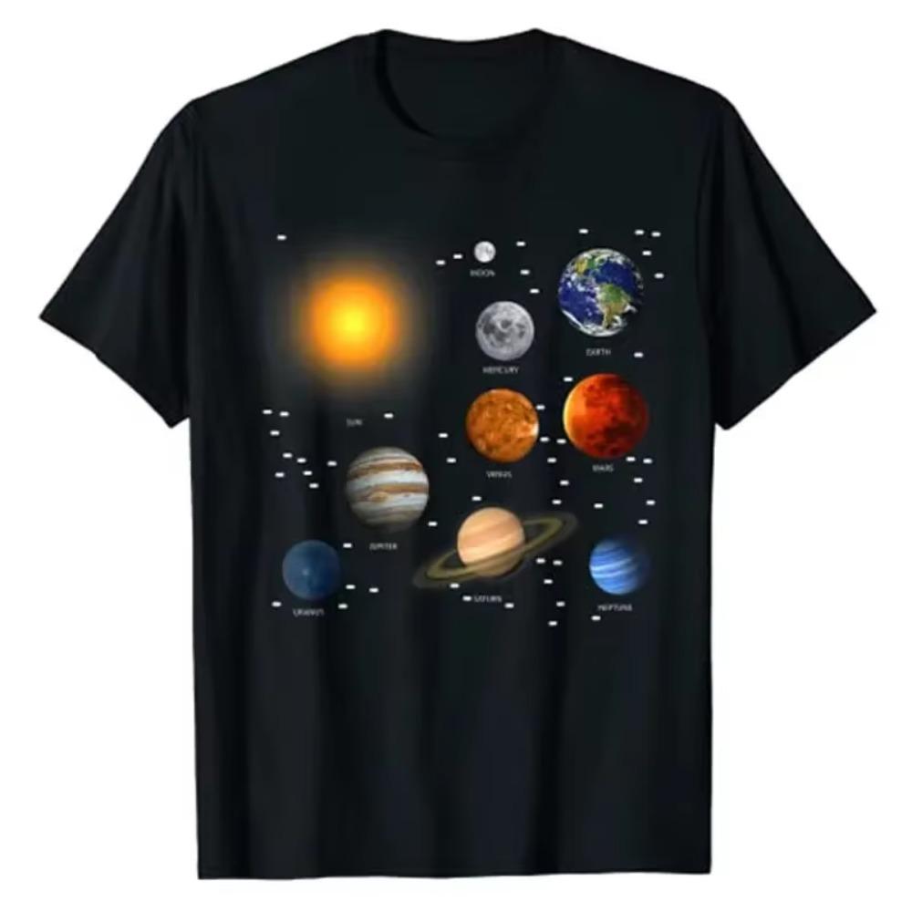 

Our Solar System, Science Education T-Shirt Space Lover Graphic Tee Top Astronomy Outfits Short Sleeve Blouses Hobbies Gift Idea XXXXXL чёрный