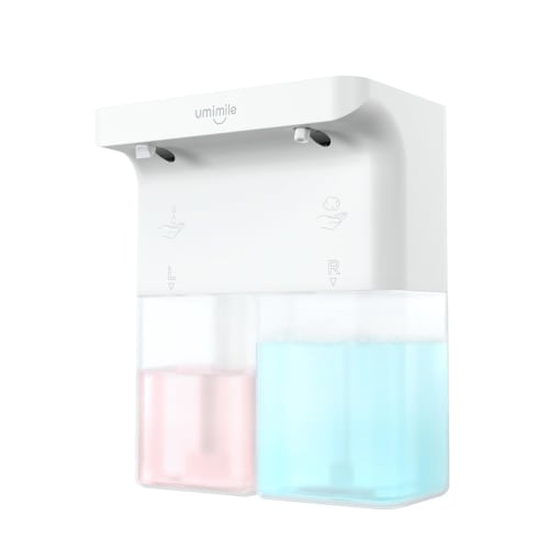 Umimile Automatic Foaming Liquid Soap Dispenser, Dual Heads, 600ml, for Hand Soap, Dishwashing Detergent, Hand Washing, Wall Mountable, IPX4 Waterproo