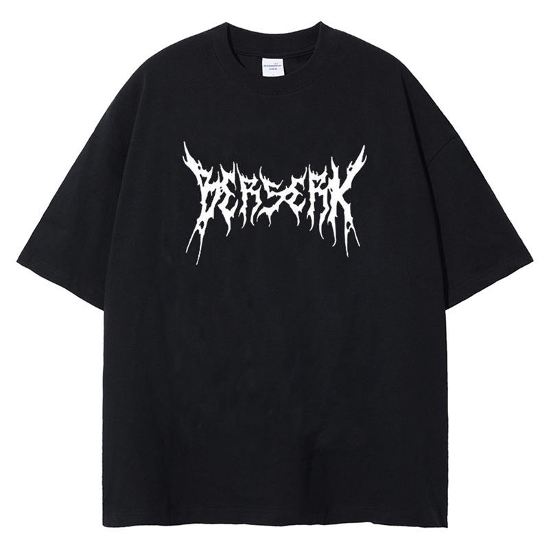 Harajuku Vintage Black Anime Print Men's Streetwear T-Shirt