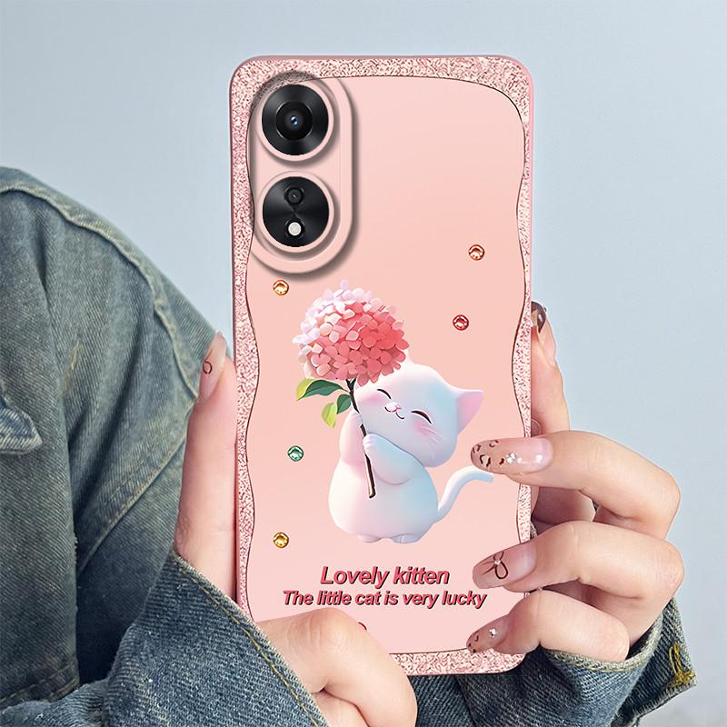 For OPPO A78 4G Phone Case CPH2565 Cover Soft Silicone Cute Panda Flower Boys Girls Painted Shell Funda Protective Casing Coque