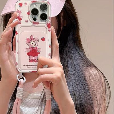 Borsa Portacarte con Corda da Appendere, Custodia per Telefono, Orsetto Cappotto Rosso, Android Domestico, per Huawei, NOVA12, per Honor, Custodia con Braccialetto Stile Ins