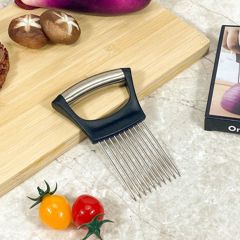 Stainless Steel Onion Holder & Slicer - Perfect for Vegetables, Meat Tenderizing, and Chopping