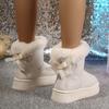 Fashionable Bow Round Toe Elegant Snow Boots Winter Flat Soft Students Plus Velvet Warm Women's Shoes