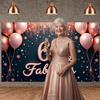 60th Birthday Banner Balloon Decor Fabulous Birthday Background 60th Celebration Banner Glitter Accents For Birthday Photo