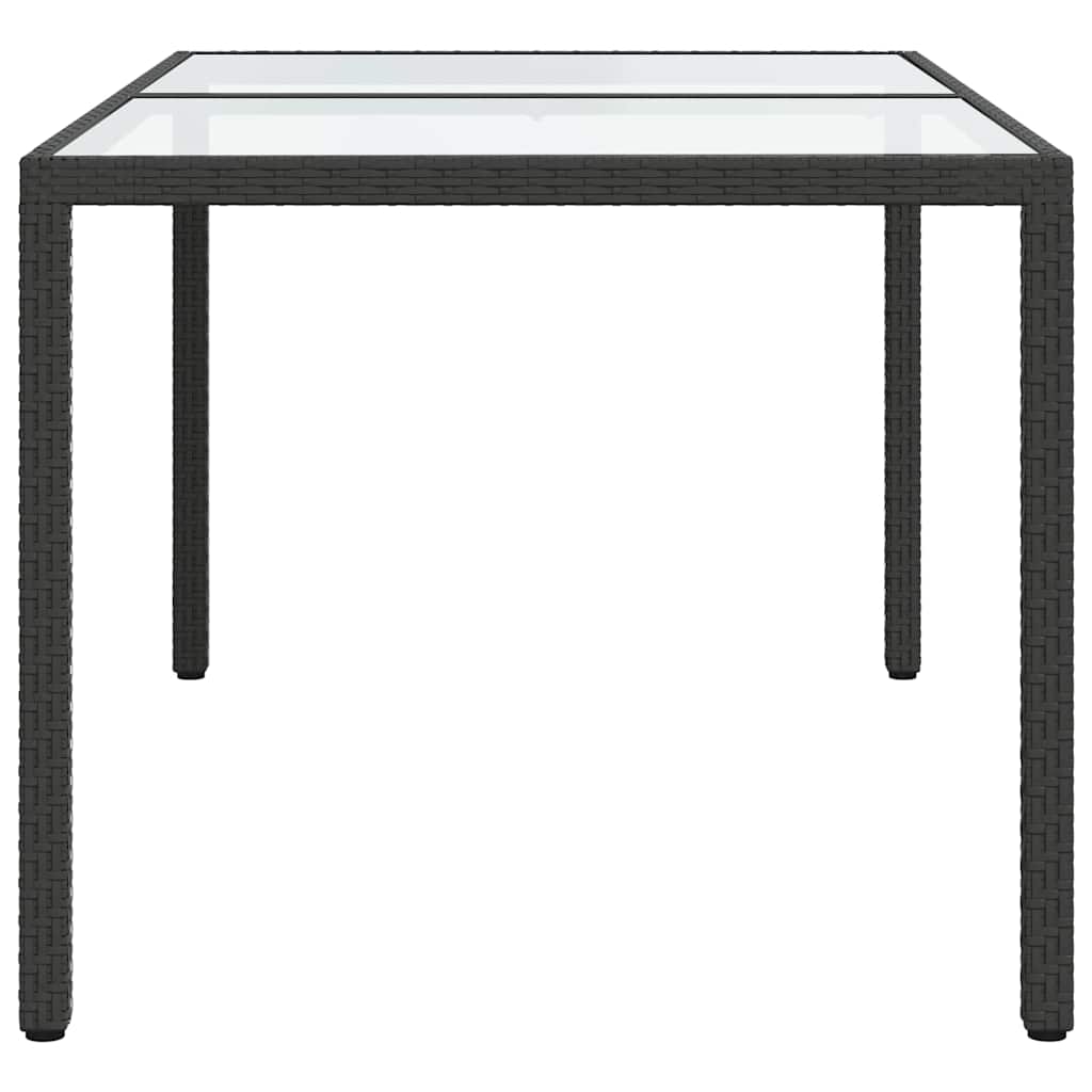 vidaXL Garden Table 150x90x75 Cm Tempered Glass Poly Rattan Black