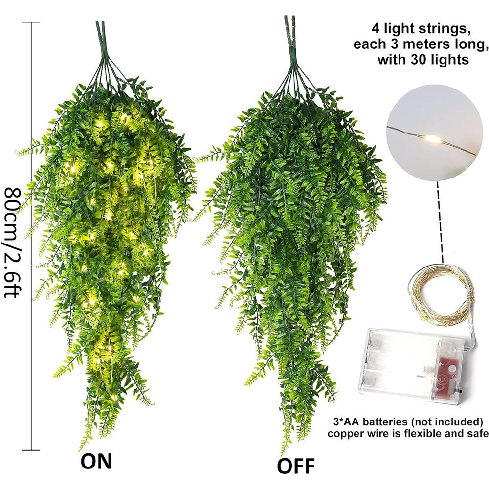 1Pcs Green LED Artificial Vine Leaf Fake Plant for Home Room Decor Garden Wedding Decoration Wall Outdoor Doors Windows Ornament