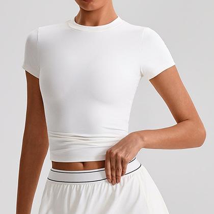 Yoga short-sleeved women's tight-fitting short yoga clothes casual quick-drying sports T-shirt running fitness top 1009