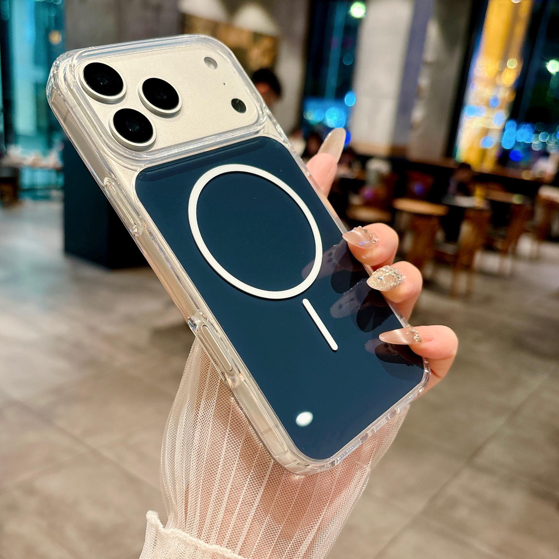 

Acrylic Magnetic Full Coverage Phone Case for iPhone 17 Pro Max with Soft Edge Compatibility iPhone 17 синий