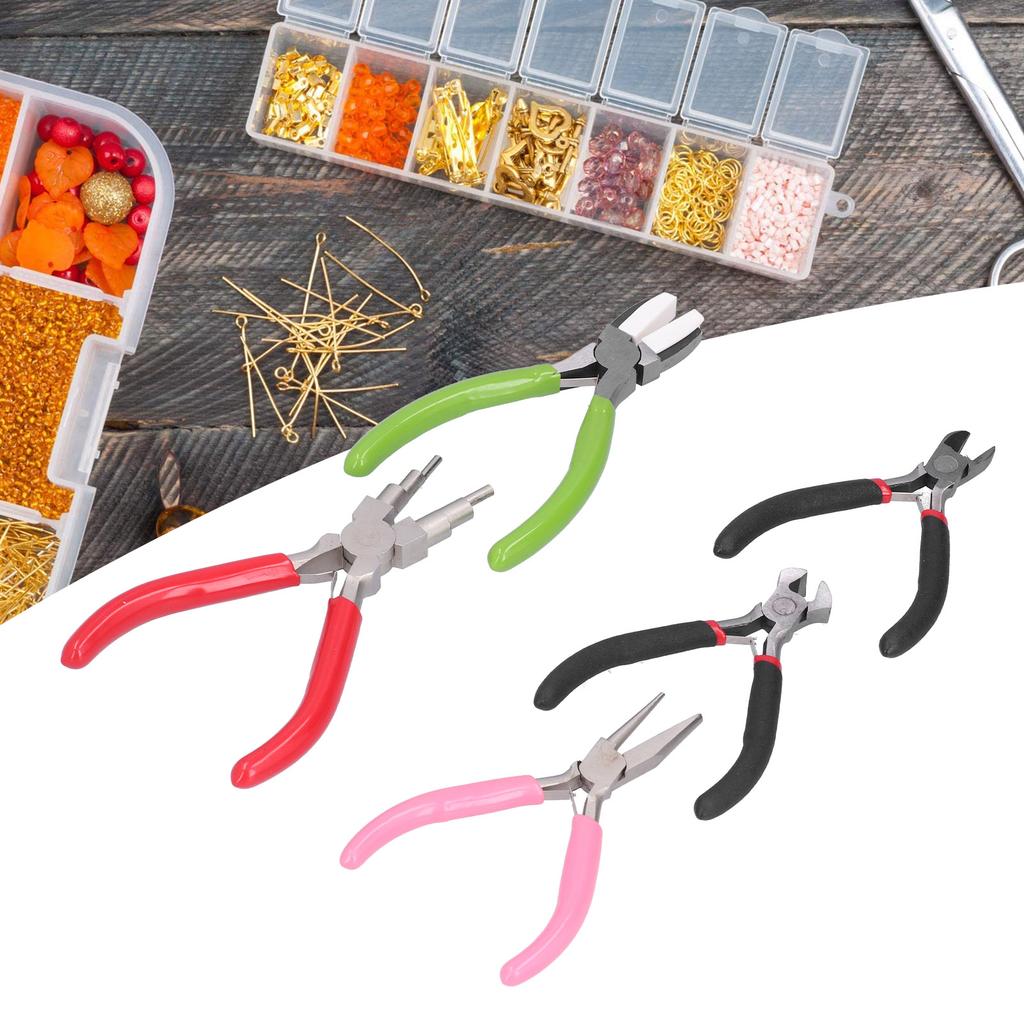 5Pcs Pliers Kit Diagonal Flat Nosed Bail Making Jewelry Pliers Hand Crimping Winding Tools Bail Making Pliers Jewelry Pliers Set