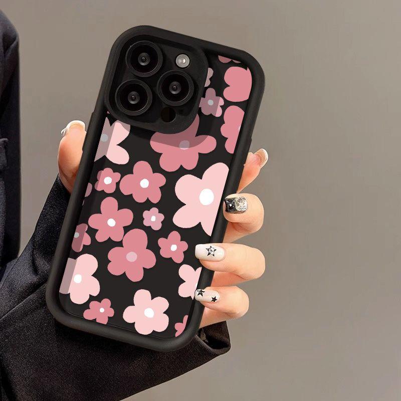 Pink flower for iPhone17ProMax phone case 16 Apple 17 matte 14/15 premium 13 fine holes