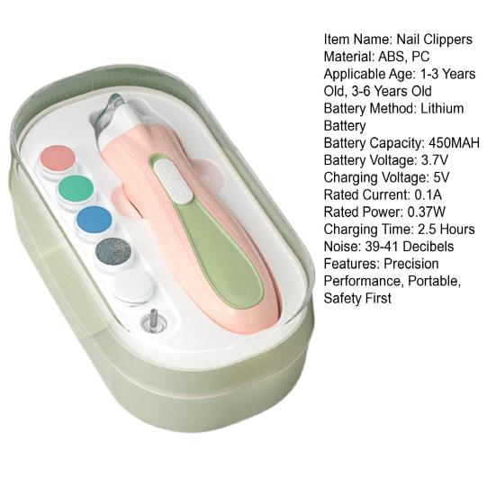 Electric Nail Clippers Baby Nail Trimmer with LED Light Portable Rechargeable Children's Manicure Kit for Babies Daily Use