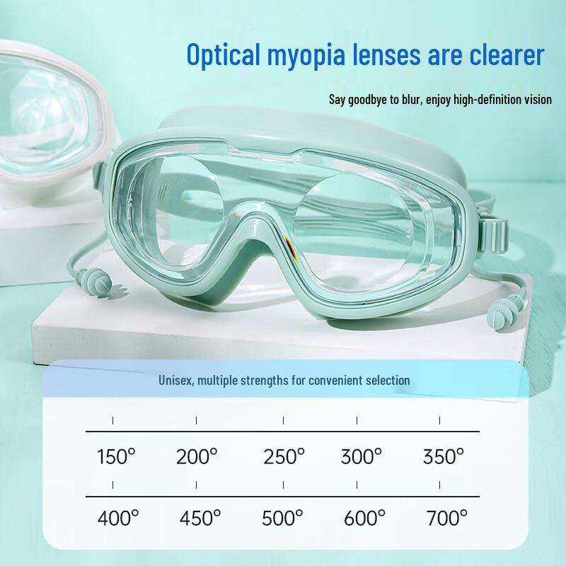 Myopia Swimming Goggles Set with Integrated Earplugs