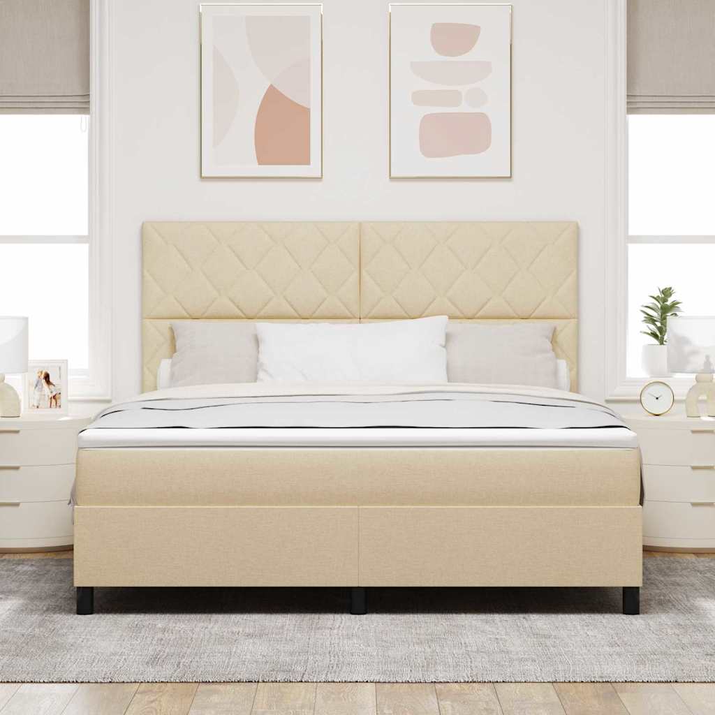 Box Spring Bed with Headboard Cream 180 x 200 cm Fabric