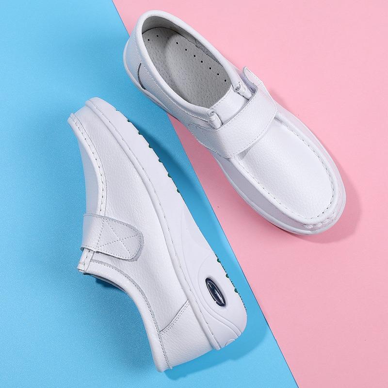 Nurse Shoes Women's Autumn and Winter Velvet Air Cushion Soft Sole Velcro Platform White Shoes Spot Medical Work Shoes Cotton Shoes