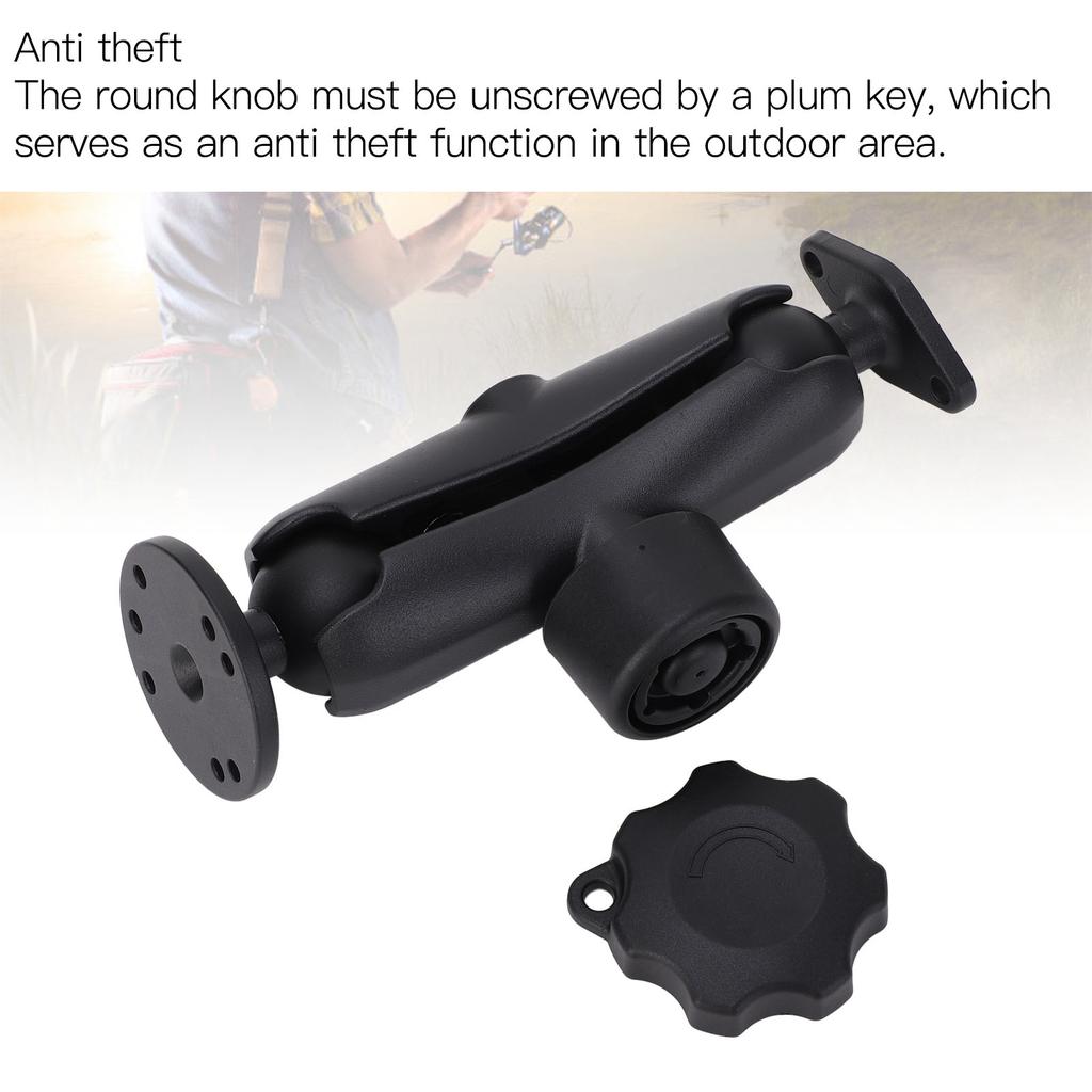 Bras Double Douille Antivol Alliage d'Aluminium avec Adaptateur Boule Taille C 1,5 pouce Double Support à Boule pour Téléphone Tablette Sondeur Camion
