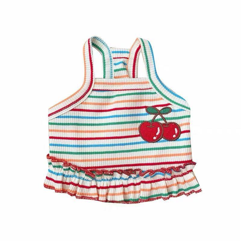 Lightweight Pet Vest Small Dogs Cats - Rainbow Stripe Design Breathable Cotton Blend S To XL Sizes