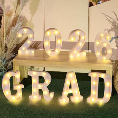 8/9Pcs 2026 Grad Light-up Letter Sign LED Marquee Letter Light Battery Powered Kindergarten High School College Graduation Party Decor