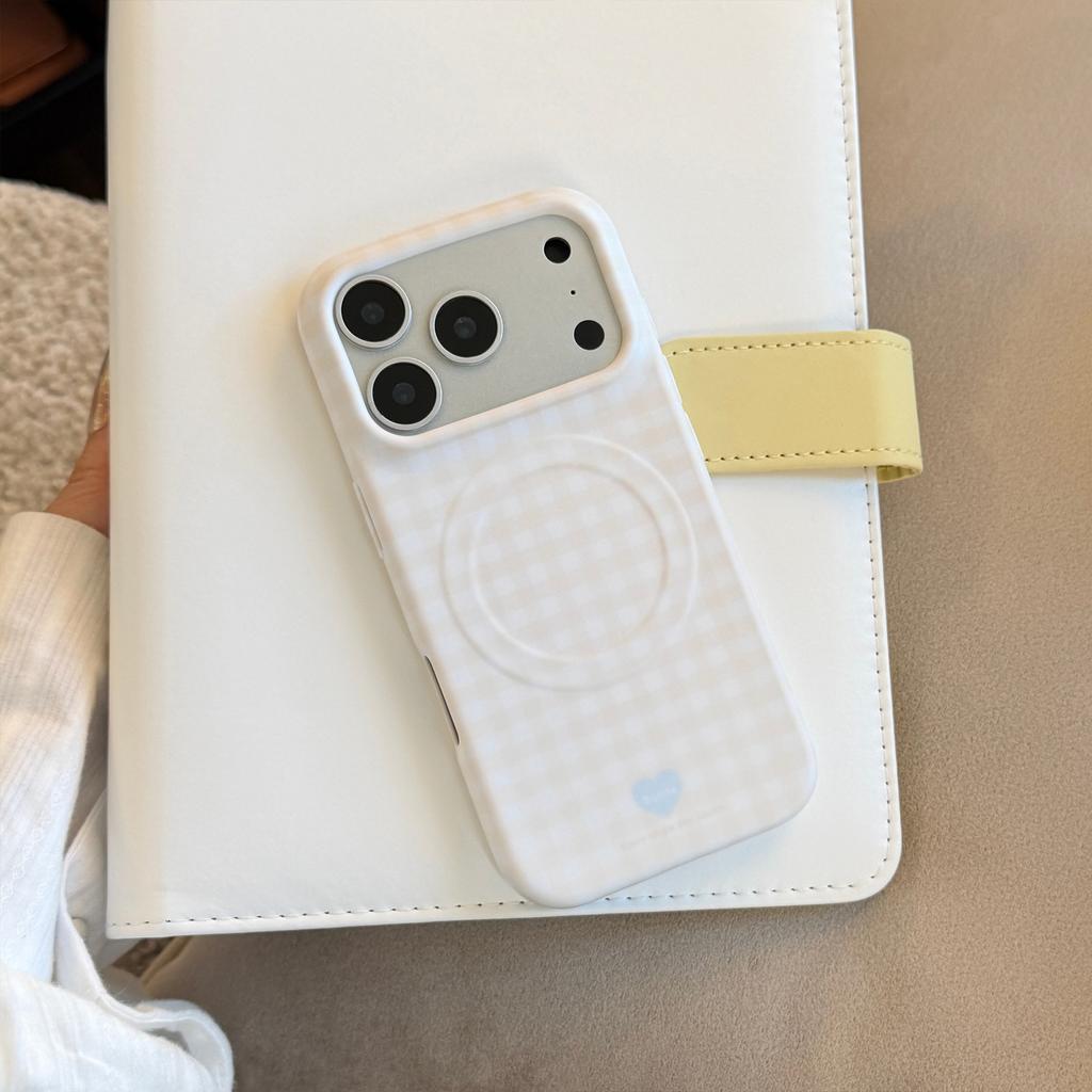 Plaid niche style suitable for iPhone 17 Pro Max, Apple 16 phone case, magnetic ins-style 15, simple 13, Korean film style