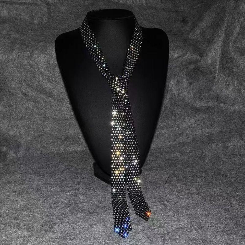 Svart Strassslips Koreansk Strassslips Mode Långt Halsband JK Uniform Dekoration