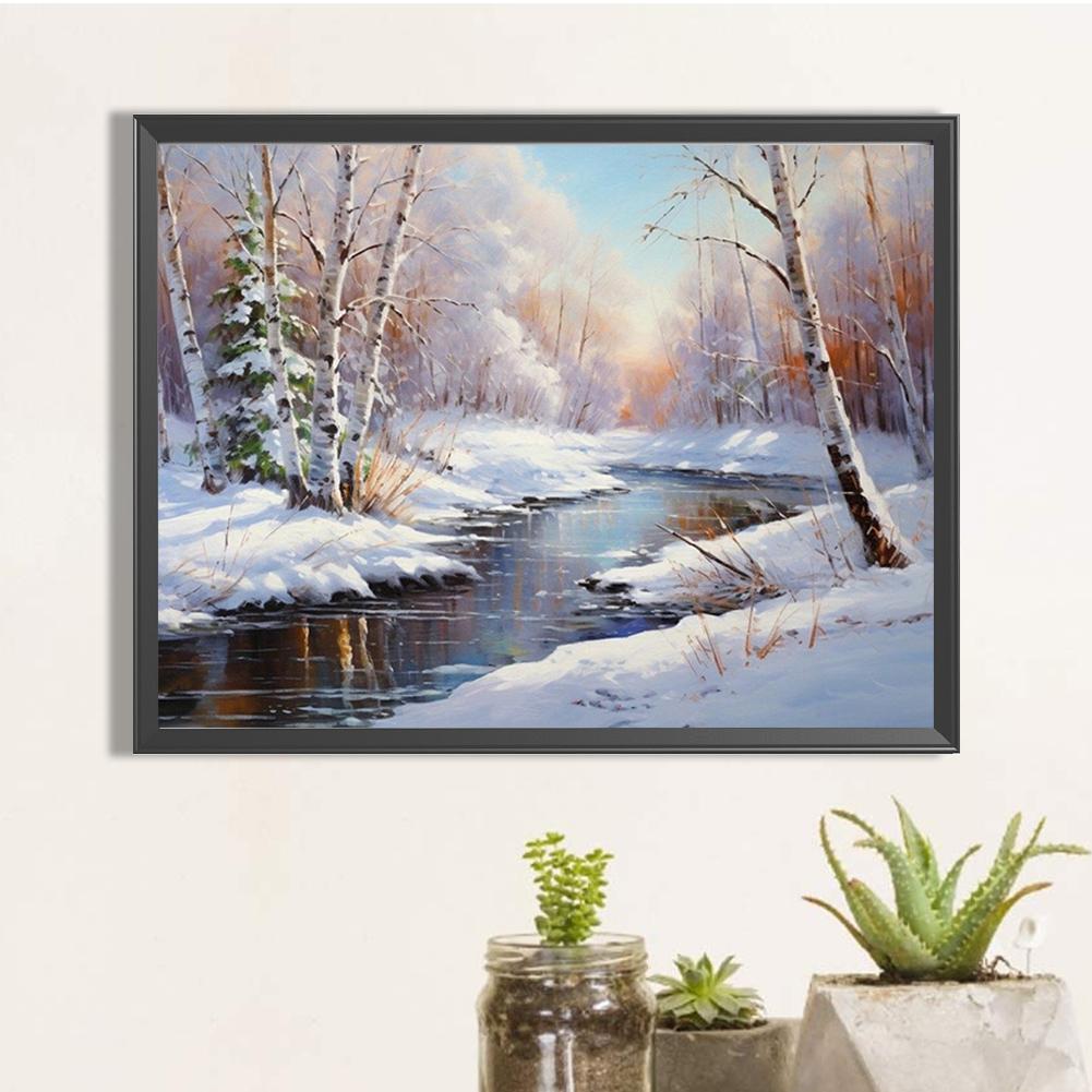 5D DIY Full Round Drill Diamond Painting Snowy Mountain Kit Home Decor Art Craft