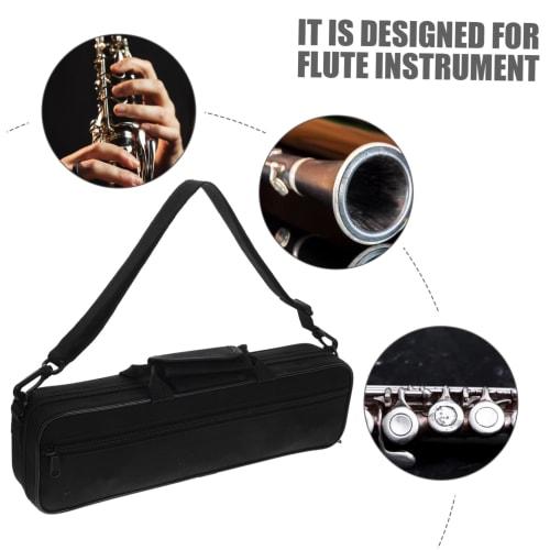Offigam Flute Bag with Shoulder Strap, Compact Waterproof Carrying Case for Protecting Your Instrument, 39x10.5x7cm (Black)