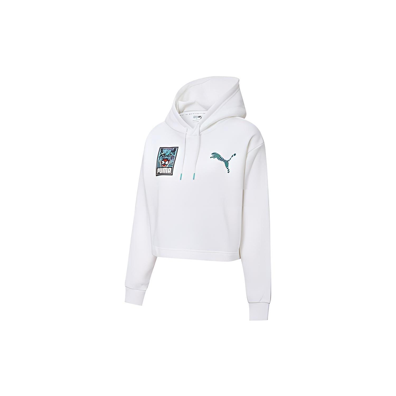 (WMNS) PUMA Claw Pack Logo Hoodie White Blue Women s 596635-02 XL
