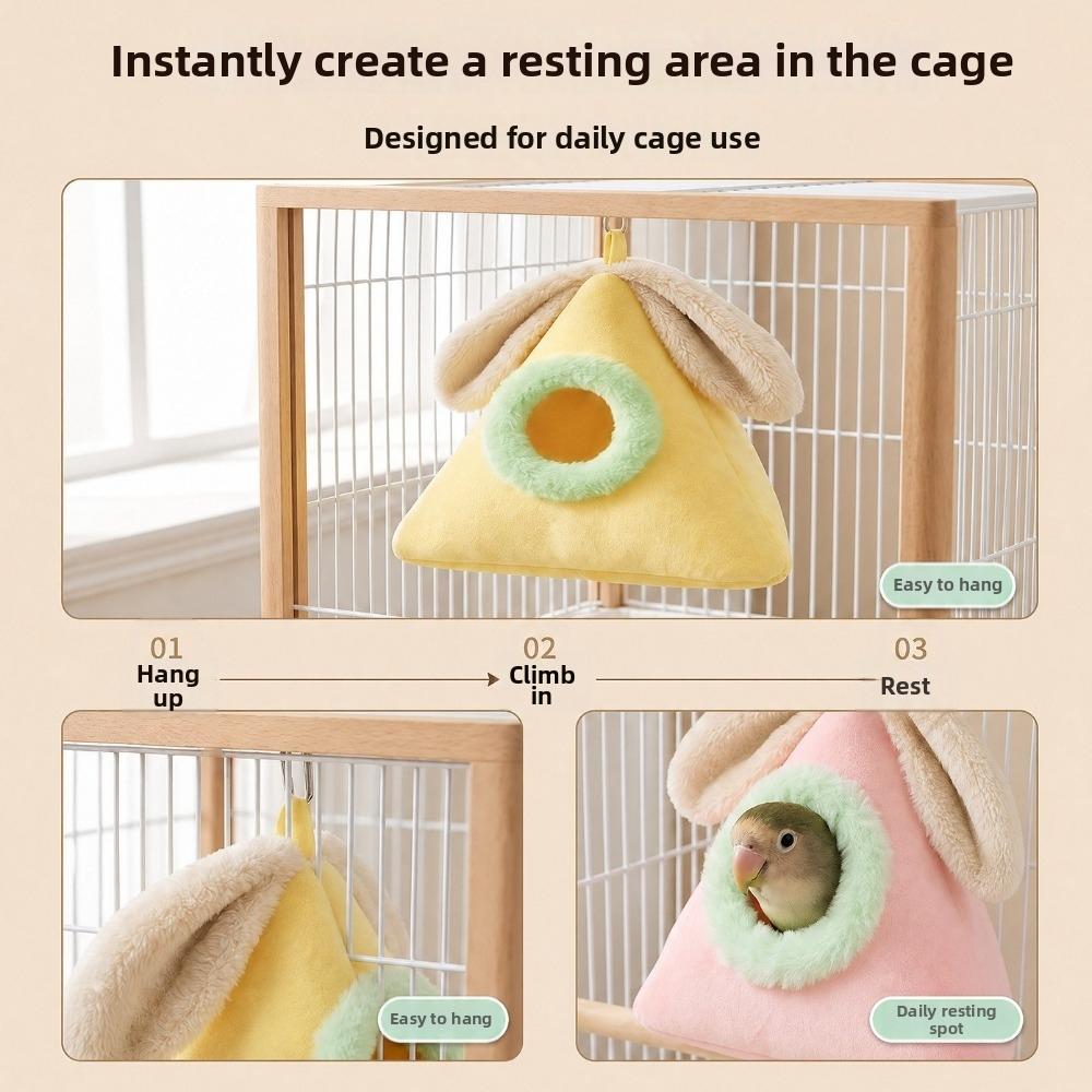 Triangle Rabbit Ears Bird Nest Soft Pet Cotton Sleeping Nest Creative Bird Hammock  Indoor Use