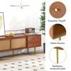 Living Room TV Stand Spacious Countertop Cabinet with 2 Drawers Two Rattan Bedroom Media Console Sliding Doors Metal Legs Furniture